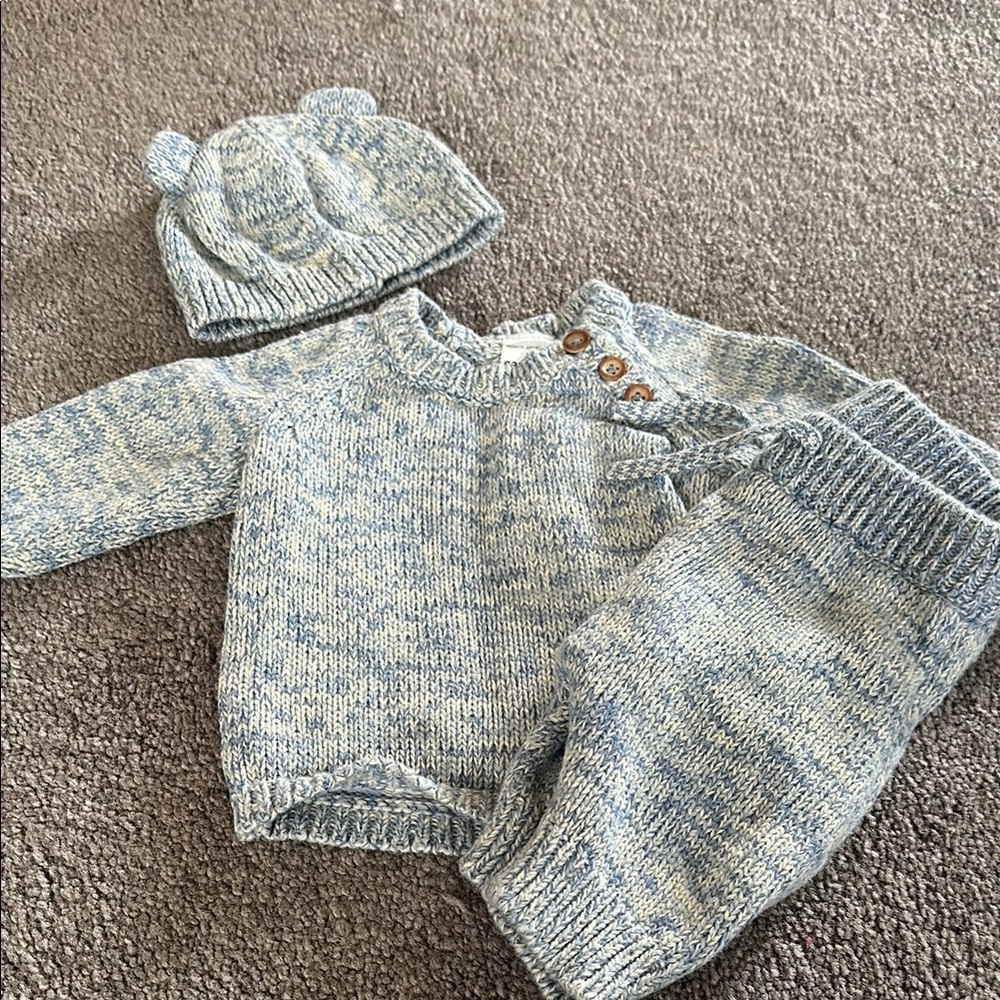 Cozy Knit Baby Set - Blue